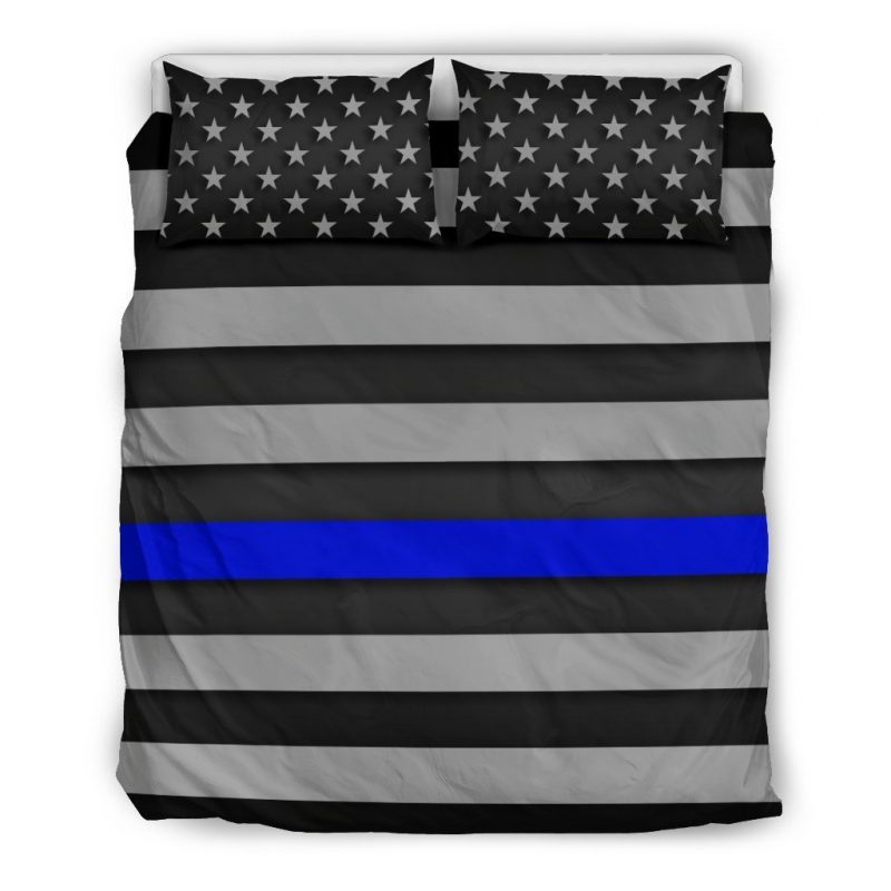 Thin Blue Line Duvet Cover and Pillowcase Set Bedding Set Thin Blue Line Duvet Cover and Pillowcase Set Bedding Set