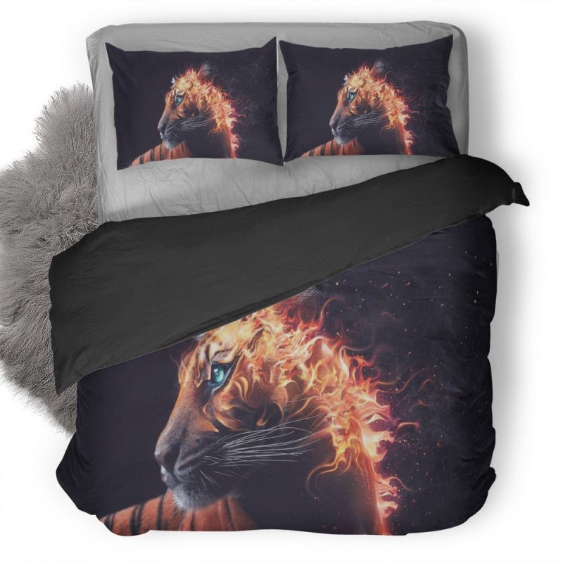 Tiger Fire Graphics Duvet Cover and Pillowcase Set Bedding Set Tiger Fire Graphics Duvet Cover and Pillowcase Set Bedding Set