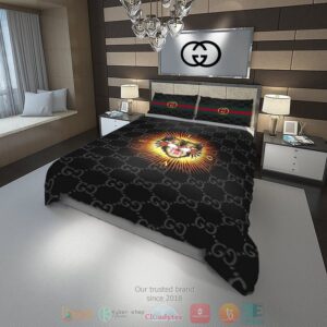 Tiger Gucci Brand Black Pattern Quilt Bedding Set