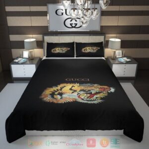 Tiger Gucci Luxury Brand Black Quilt Bedding Set