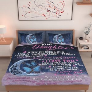 To My Daughter I Love You To The Moon And Back Love Mom Full Printing Bedding Set