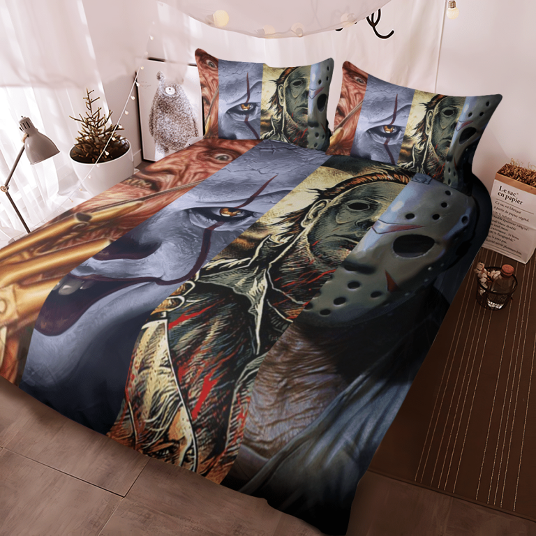 Top-Four-Horror-Guys-Jason-Voorhees-Michael-Myers-Freddy-Krueger-It-Bedding-Set-1