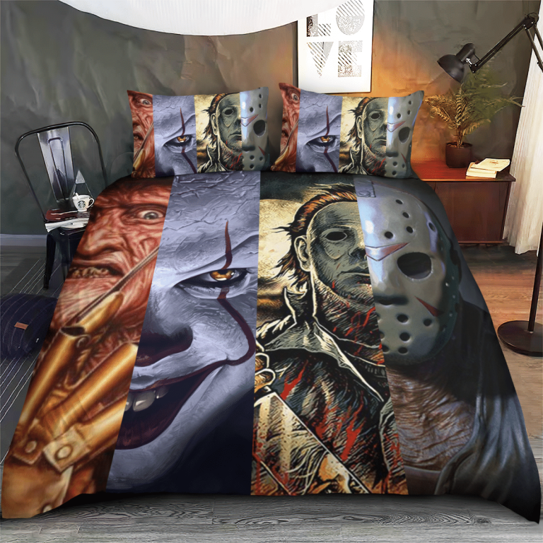 Top-Four-Horror-Guys-Jason-Voorhees-Michael-Myers-Freddy-Krueger-It-Bedding-Set-2