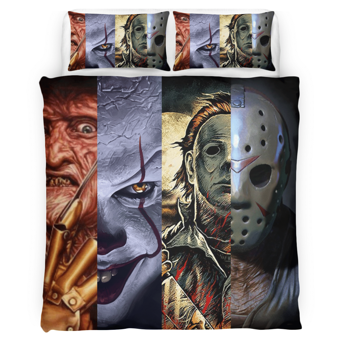 Top Four Horror Guys Jason Voorhees Michael Myers Freddy Krueger It Bedding Set Top Four Horror Guys Jason Voorhees Michael Myers Freddy Krueger It Bedding Set