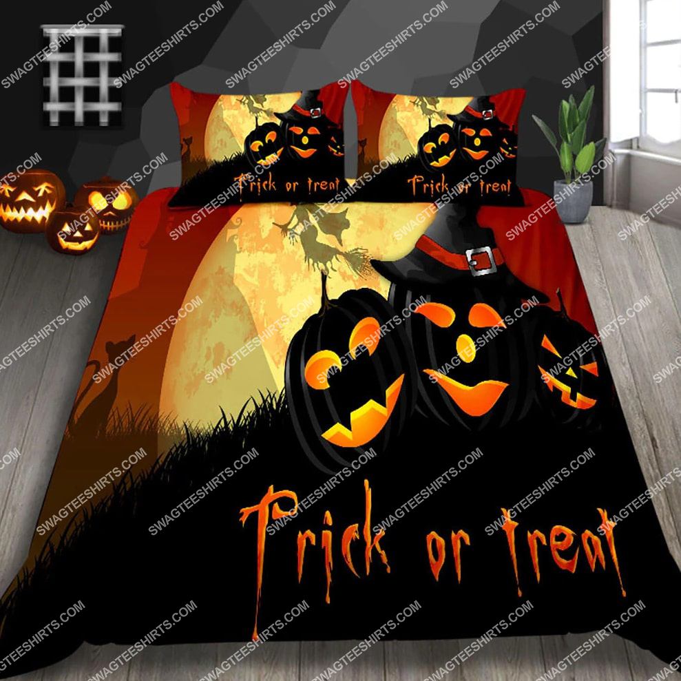 Trick Or Treat Halloween Horror Night Full Printing Bedding Set Trick Or Treat Halloween Horror Night Full Printing Bedding Set