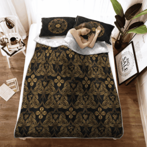 Triple Horn Of Odin Viking Quilt Bedding Set