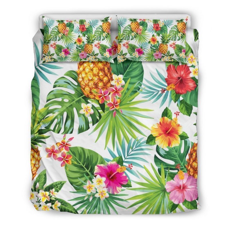Tropical Aloha Pineapple Pattern Print Duvet Cover and Pillowcase Set Bedding Set Tropical Aloha Pineapple Pattern Print Duvet Cover and Pillowcase Set Bedding Set