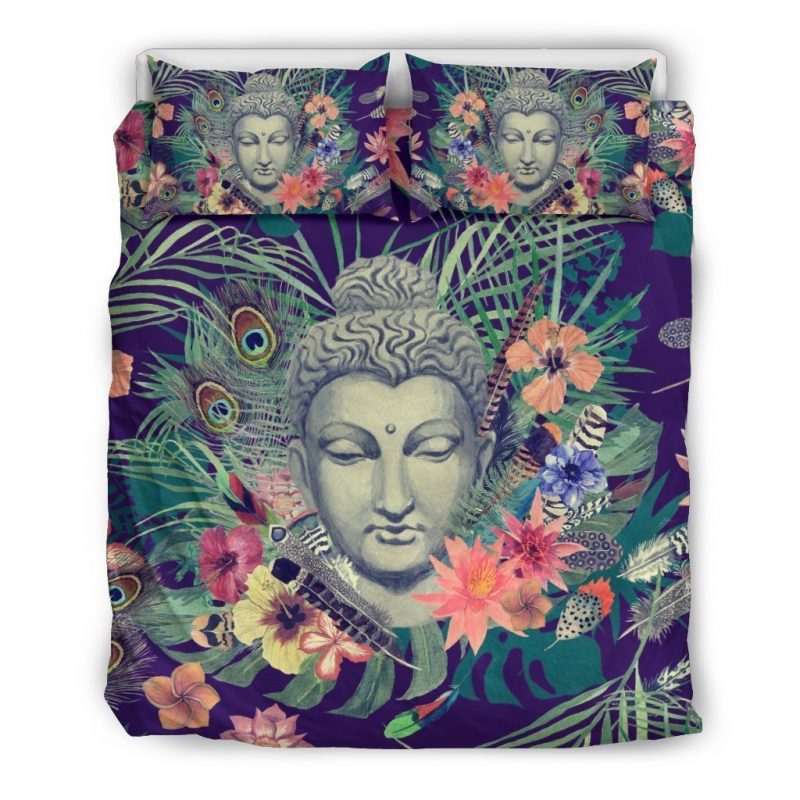 Tropical Buddha Print Duvet Cover and Pillowcase Set Bedding Set Tropical Buddha Print Duvet Cover and Pillowcase Set Bedding Set
