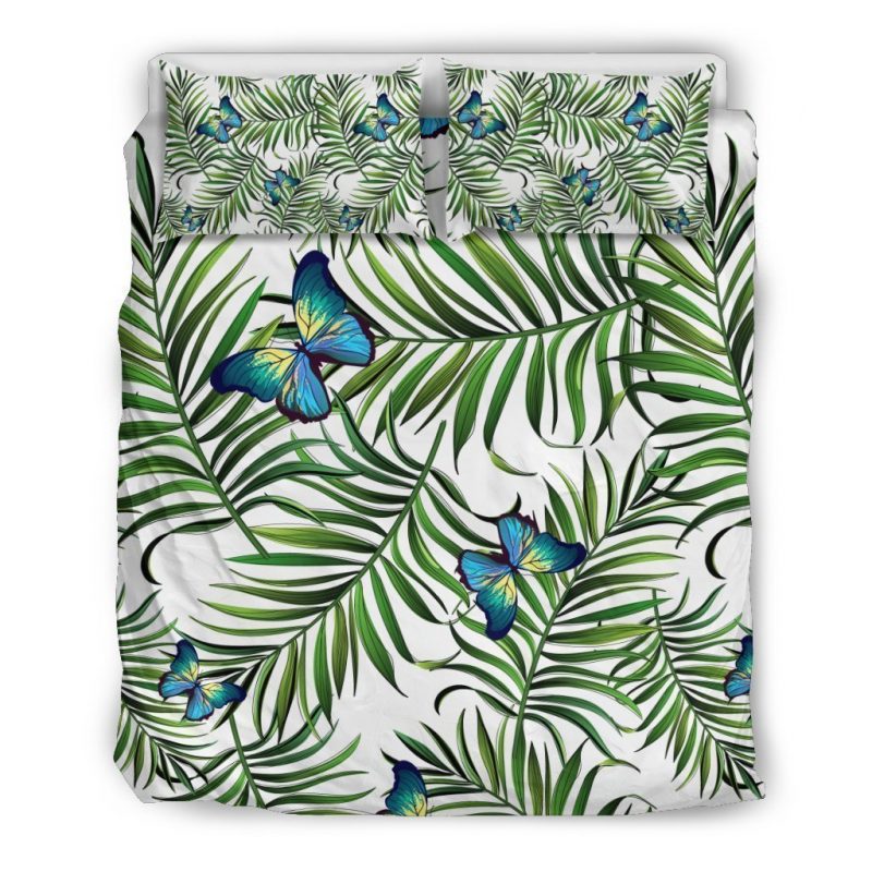Tropical Butterfly Pattern Print Duvet Cover and Pillowcase Set Bedding Set Tropical Butterfly Pattern Print Duvet Cover and Pillowcase Set Bedding Set