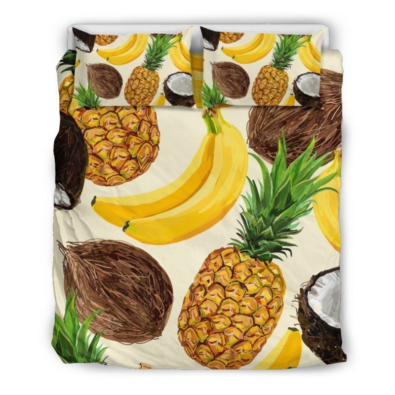 Tropical Fruits Pattern Print Duvet Cover and Pillowcase Set Bedding Set Tropical Fruits Pattern Print Duvet Cover and Pillowcase Set Bedding Set