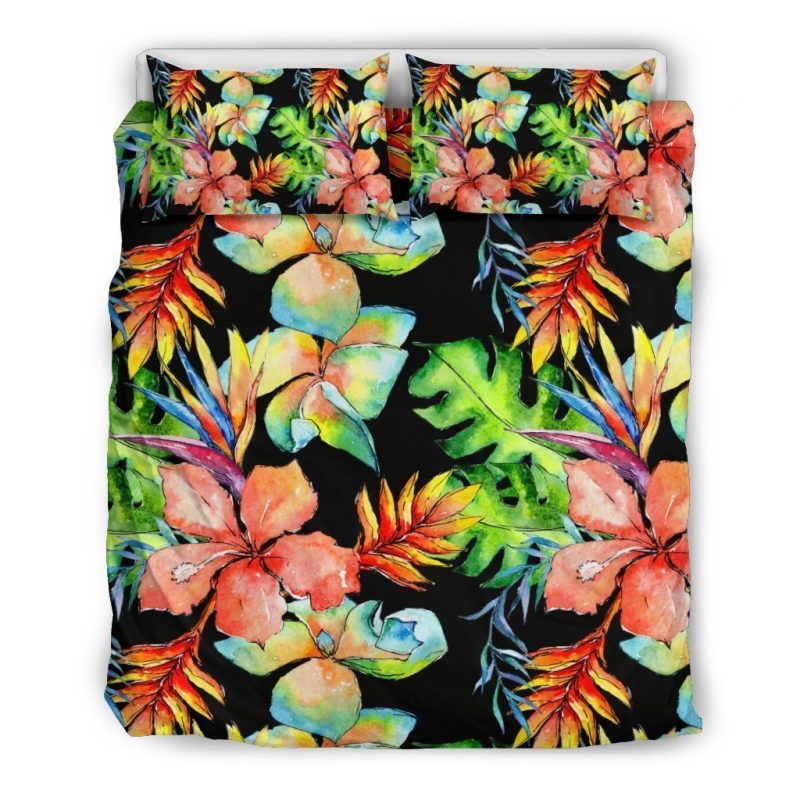 Tropical Hawaii Flowers Pattern Print Duvet Cover and Pillowcase Set Bedding Set Tropical Hawaii Flowers Pattern Print Duvet Cover and Pillowcase Set Bedding Set