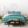 Turpuoise Black White Chevron Duvet Cover and Pillowcase Set Bedding Set