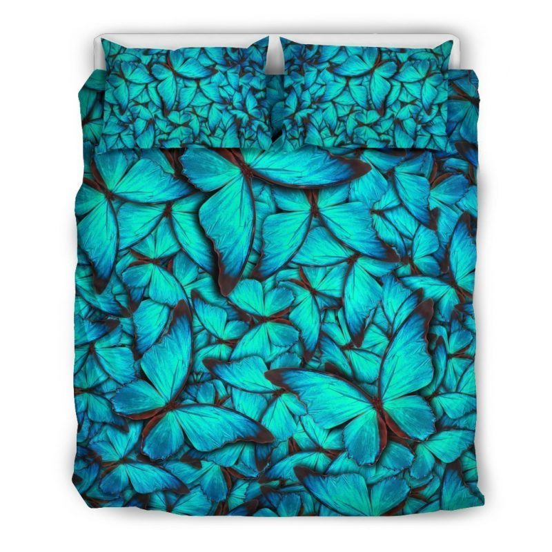 Turquoise Butterfly Pattern Print Duvet Cover and Pillowcase Set Bedding Set Turquoise Butterfly Pattern Print Duvet Cover and Pillowcase Set Bedding Set
