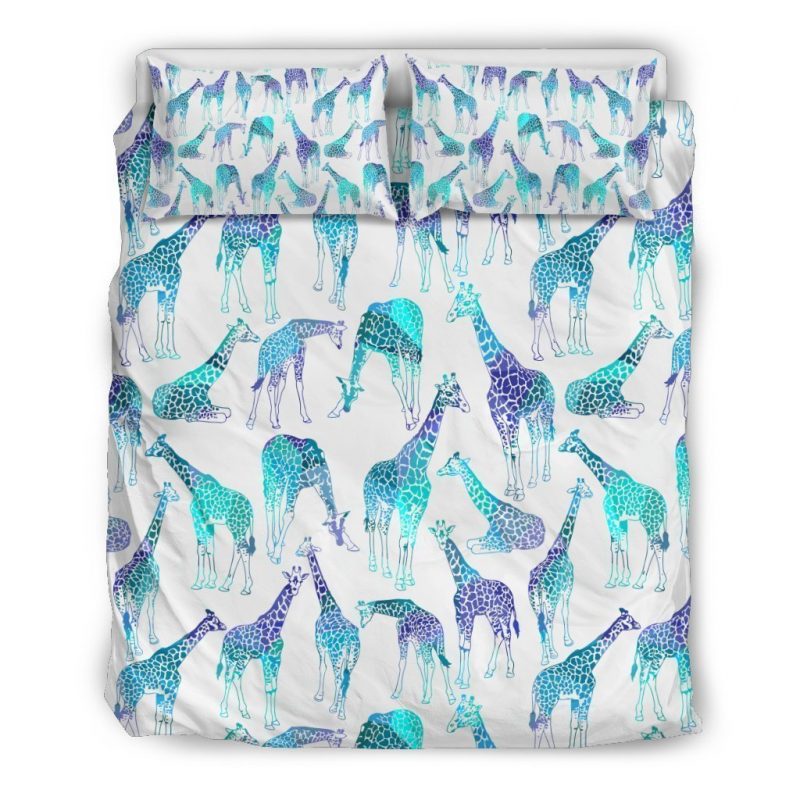 Turquoise Giraffe Pattern Print Duvet Cover and Pillowcase Set Bedding Set Turquoise Giraffe Pattern Print Duvet Cover and Pillowcase Set Bedding Set