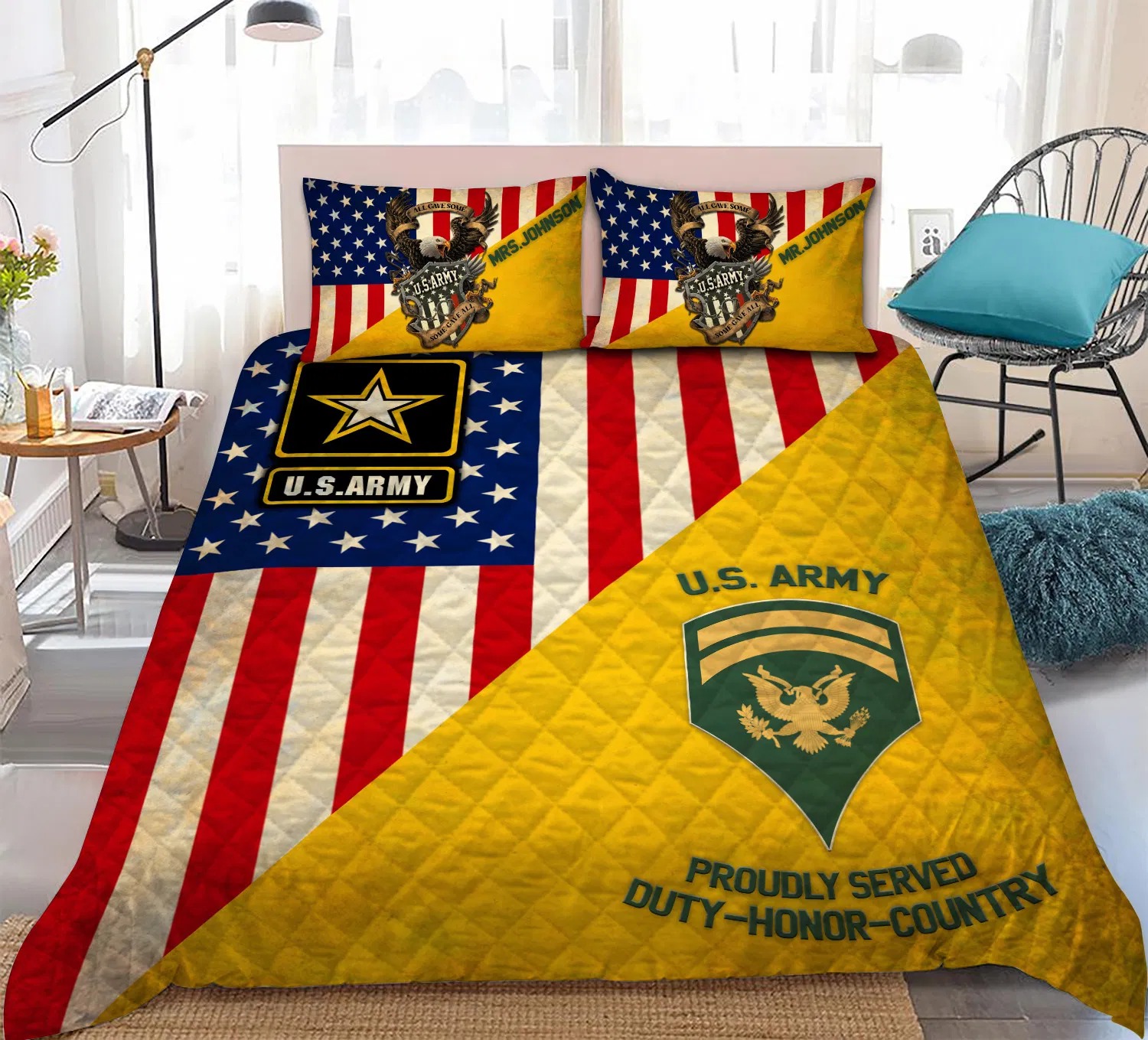 U.S. Army Military American Flag Custom Name Bedding Set U.S. Army Military American Flag Custom Name Bedding Set