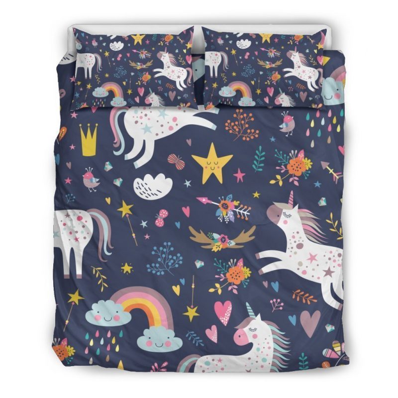 Unicorn Dream Cartoon Pattern Print Duvet Cover and Pillowcase Set Bedding Set Unicorn Dream Cartoon Pattern Print Duvet Cover and Pillowcase Set Bedding Set