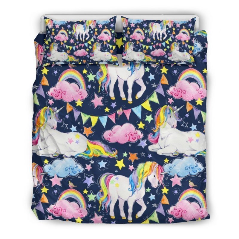 Unicorn Night Festival Pattern Print Duvet Cover and Pillowcase Set Bedding Set Unicorn Night Festival Pattern Print Duvet Cover and Pillowcase Set Bedding Set