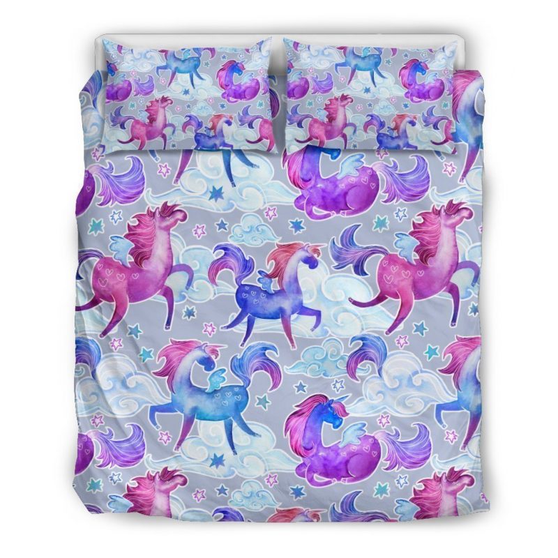 Unicorn Paradise Pattern Print Duvet Cover and Pillowcase Set Bedding Set Unicorn Paradise Pattern Print Duvet Cover and Pillowcase Set Bedding Set