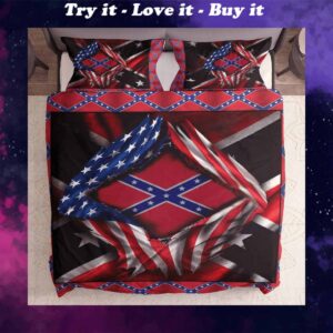Usa Flag And Confederate Flag Bedding Set
