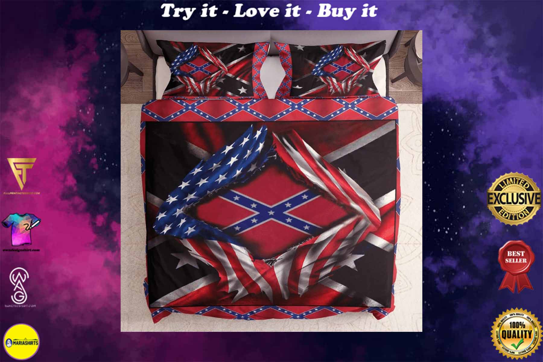 Usa Flag And Confederate Flag Bedding Set Usa Flag And Confederate Flag Bedding Set
