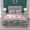 VS Love Pink Modern Pattern with Tropical Watercolor Flowers Bedding Set