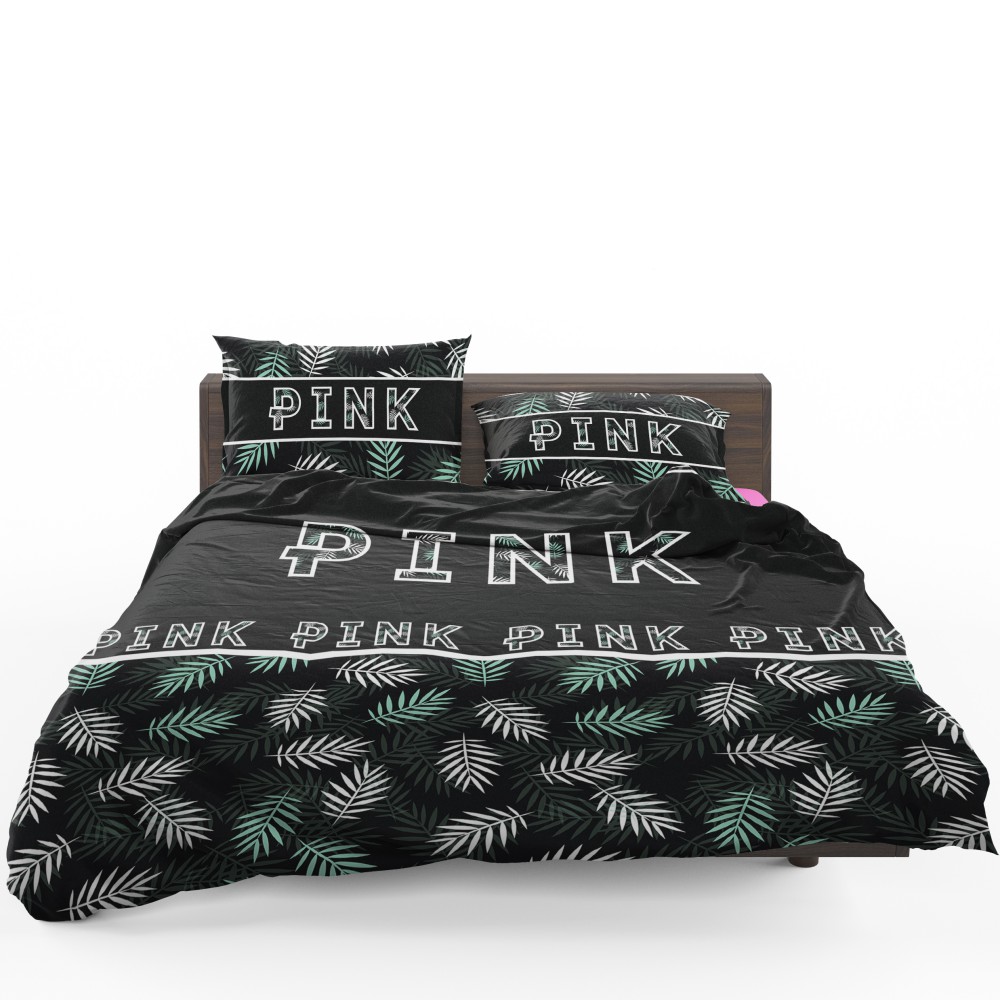 VS-Pink-Pattern-with-Green-and-White-Palm-Leaves-Bedding-Set-1