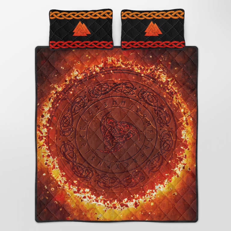 Vegvisir-Valknut-Red-Quilt-Bedding-Set-1