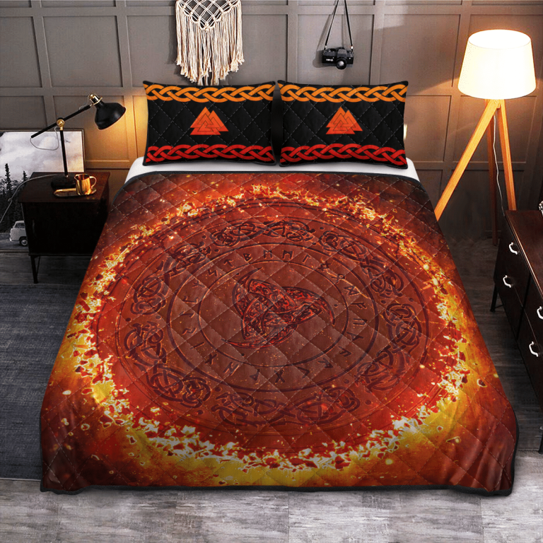 Vegvisir-Valknut-Red-Quilt-Bedding-Set-2