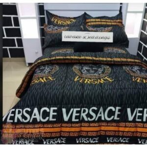 Versace Black Orange Duvet Cover Sheet Cover Pillow Cases Luxury Bedding Sets