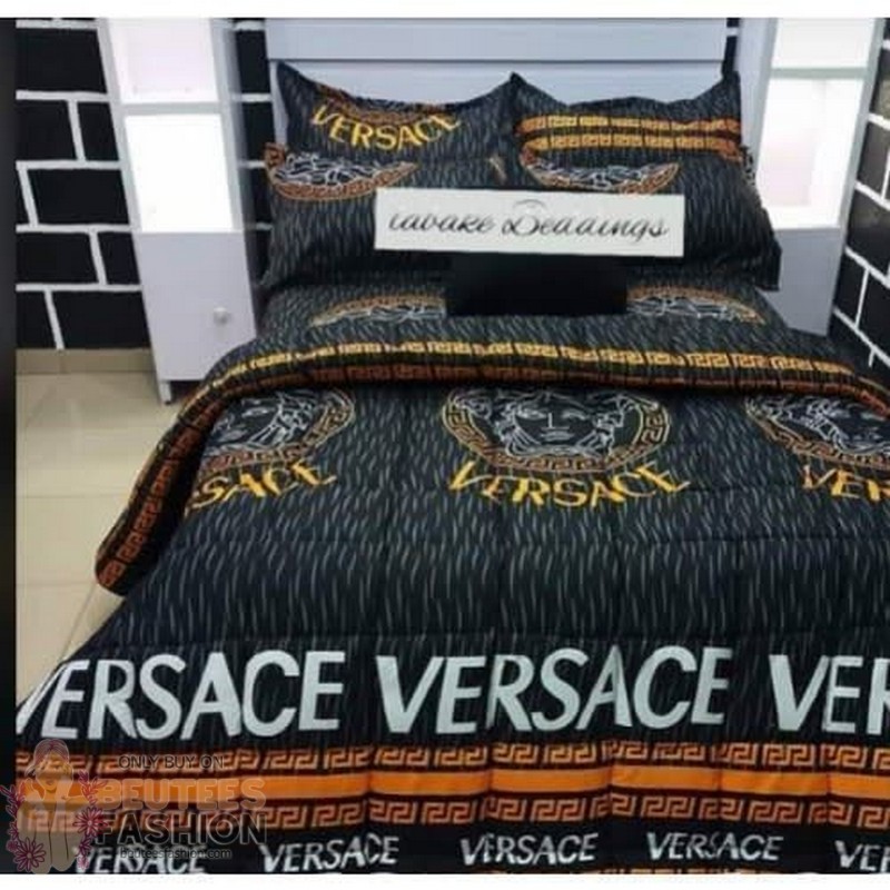 Versace Black Orange Duvet Cover Sheet Cover Pillow Cases Luxury Bedding Sets Versace Black Orange Duvet Cover Sheet Cover Pillow Cases Luxury Bedding Sets