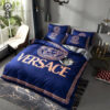Versace Blue Classic Logo All Over Print Bedding Set