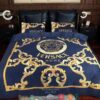 Versace Blue Gold Pattern Quilt Bedding Set