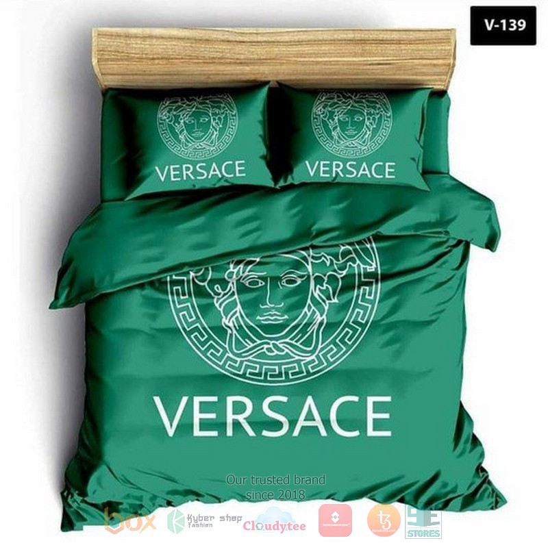 Versace Brand Logo Green Bedding Set Versace Brand Logo Green Bedding Set