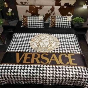 Versace Brand White Brown Quilt Bedding Set