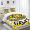 Versace Gold White Logo All Over Print Bedding Set