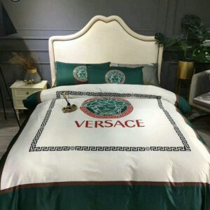 Versace Green Classic Logo All Over Print Bedding Set