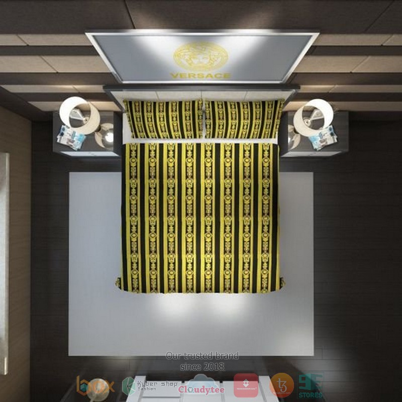 Versace High End Brand Yellow Black Bedding Set Versace High End Brand Yellow Black Bedding Set