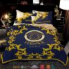 Versace Home Blue Gold Pattern Quilt Bedding Set