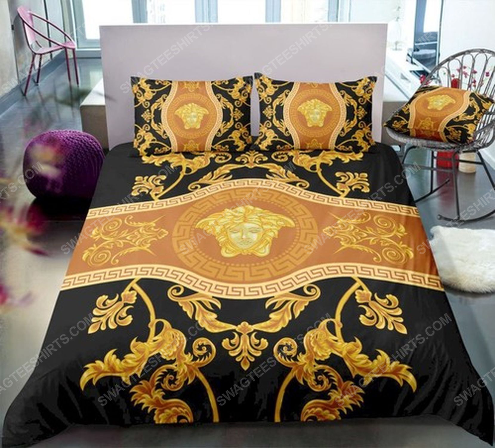 Versace Home Golden Version Full Print Duvet Cover Bedding Set Versace Home Golden Version Full Print Duvet Cover Bedding Set