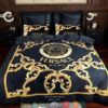 Versace Home Navy Gold Pattern Quilt Bedding Set