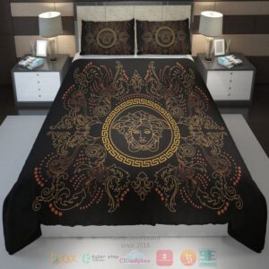 Versace La Coupe Des Dieux Logo Black Pattern Bedding Set