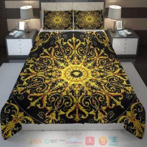 Versace La Coupe Des Dieux Logo Yellow Black Bedding Set