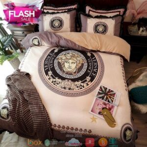 Versace Logo Apricot Duvet Cover Bedding Set