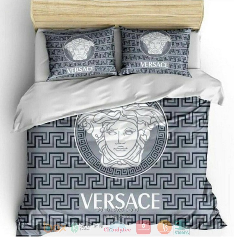 Versace Logo Light Blue Quilt Bedding Set Versace Logo Light Blue Quilt Bedding Set
