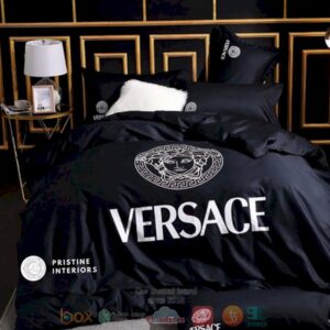 Versace Luxury Brand Dark Blue Bedding Set