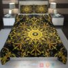 Versace Luxury Brand Gold Pattern Black Bedding Set
