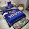 Versace Luxury Brand Logo Blue Bedding Set