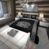 Versace Luxury Brand White Logo Black Bedding Set