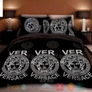 Versace Medusa Logo Luxury Brand Black Bedding Set
