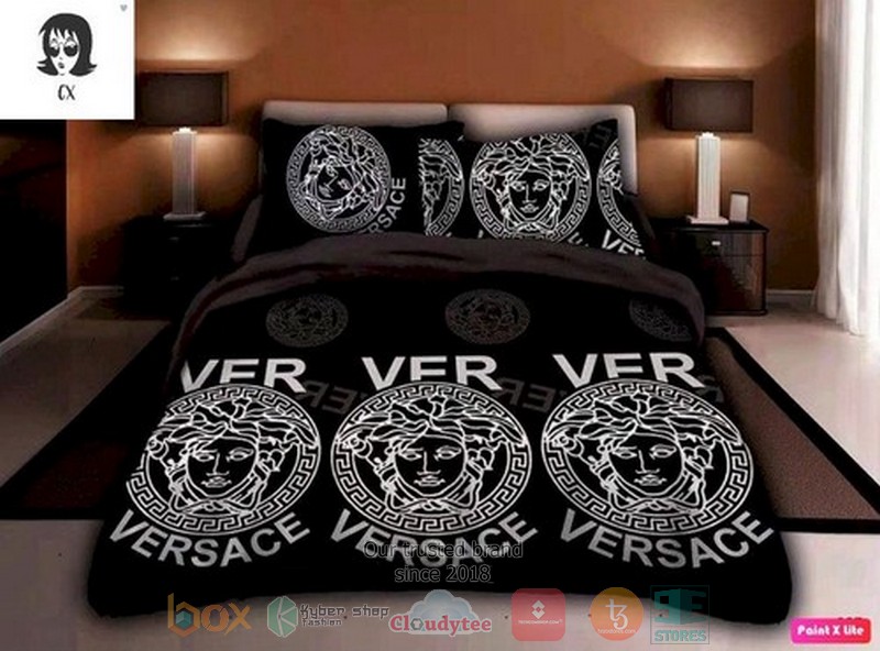 Versace Medusa Logo Luxury Brand Black Bedding Set Versace Medusa Logo Luxury Brand Black Bedding Set